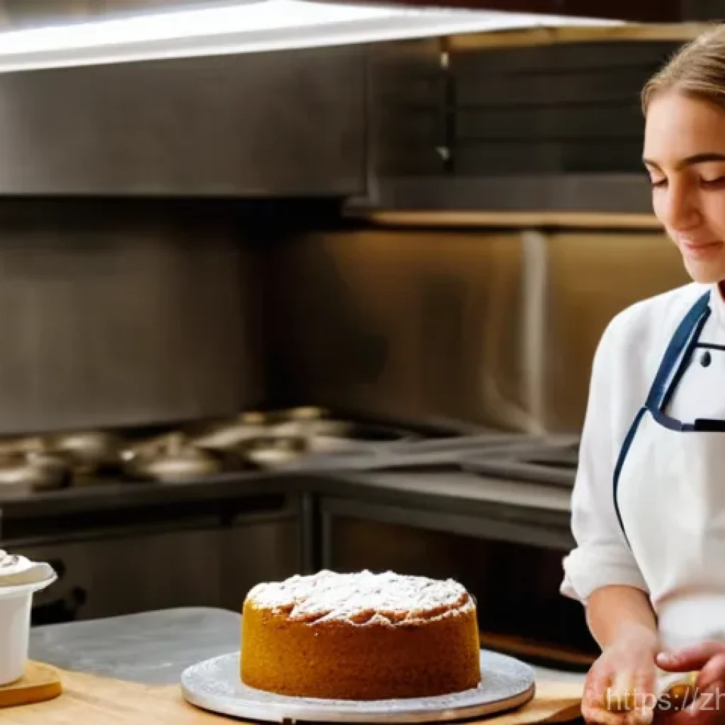 디저트 전문가로 성장하기 위한 멘토링 - **A Novice Baker's Breakthrough with a Mentor:** A brightly lit, modern kitchen scene. A young, dete...