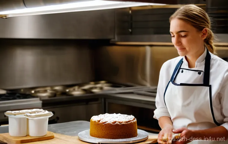 디저트 전문가로 성장하기 위한 멘토링 - **A Novice Baker's Breakthrough with a Mentor:** A brightly lit, modern kitchen scene. A young, dete...